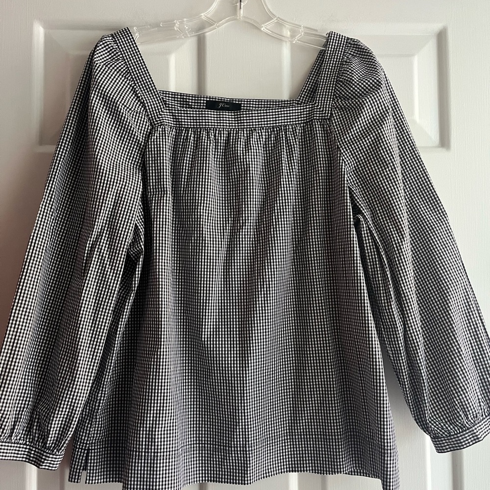 Crew Square Neck Gingham Top Size Small